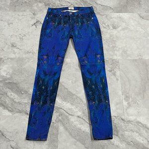 Hudson Nico Mid Rise Super Skinny Blue Nebula Galaxy Stretch Jeans Size 25